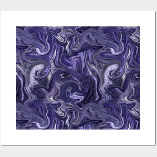 Indigo Silk Marble - Digital Liquid Paint Posters and Art